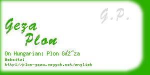 geza plon business card